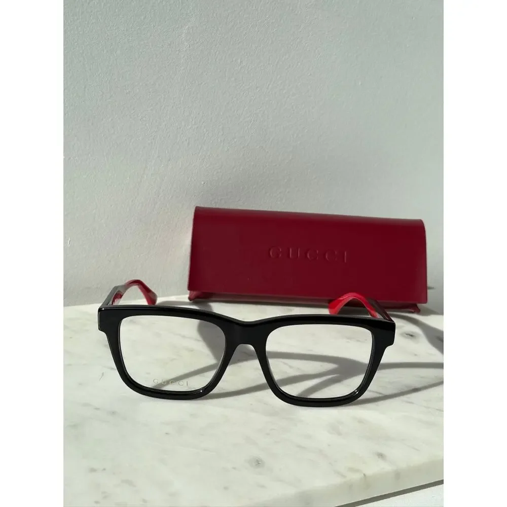 NEW Gucci GG1870O Black Striped Temple Eyeglasses Frames